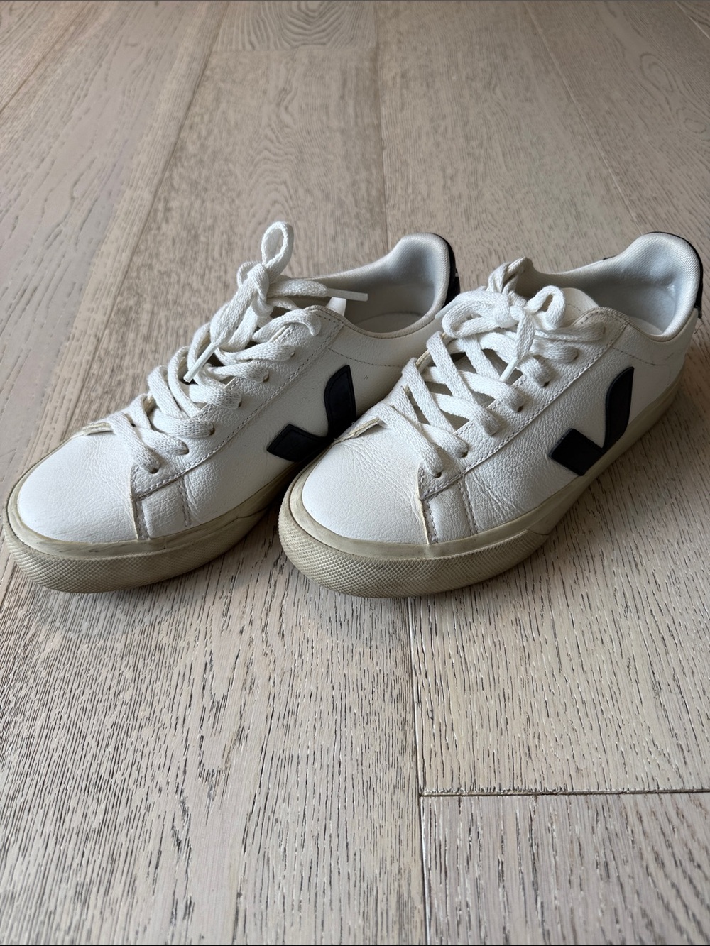 Veja White Sneakers with Black V Logo